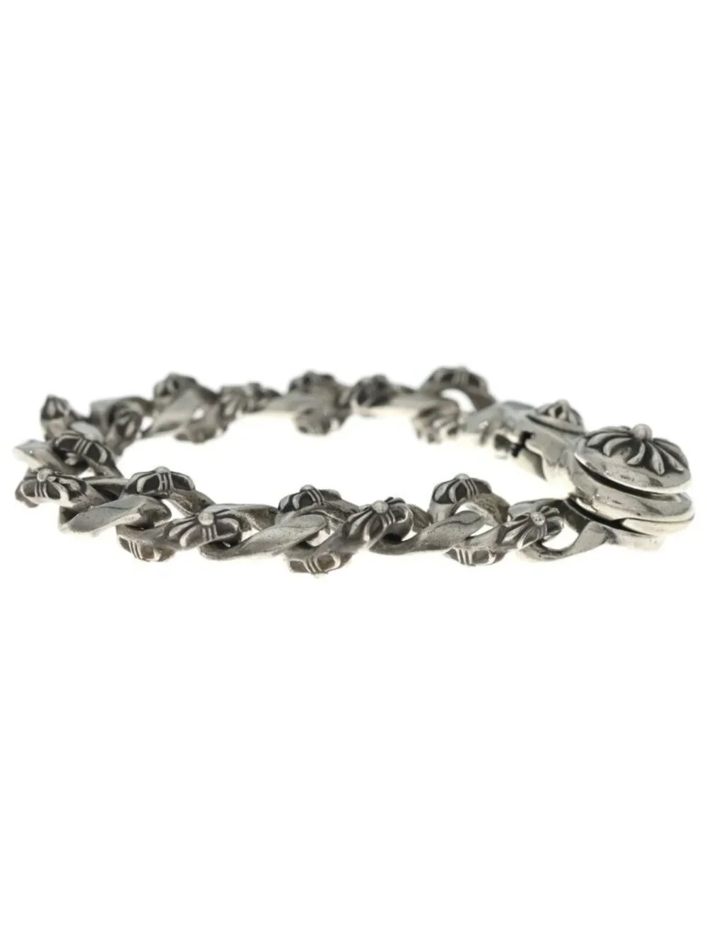 Chrome Hearts Fncy Chn Lnk Fancy Link Clip Bracelet 15 Links Silver